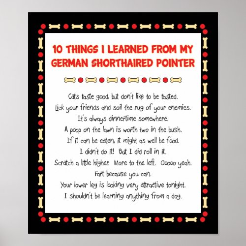 Things Learned From My German Shorthaired Pointer Poster