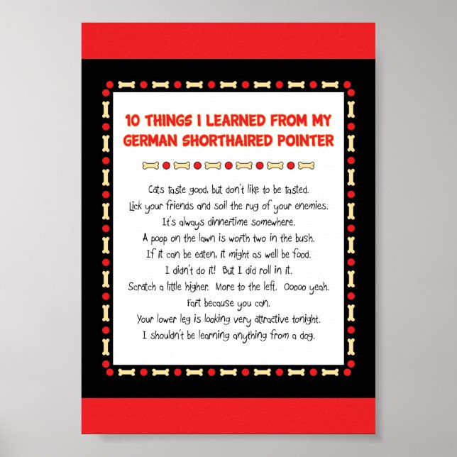 Things Learned From My German Shorthaired Pointer Poster (Front)