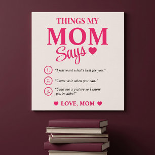 Things My Mom Says Custom Mother's Gift Keepsake Poster