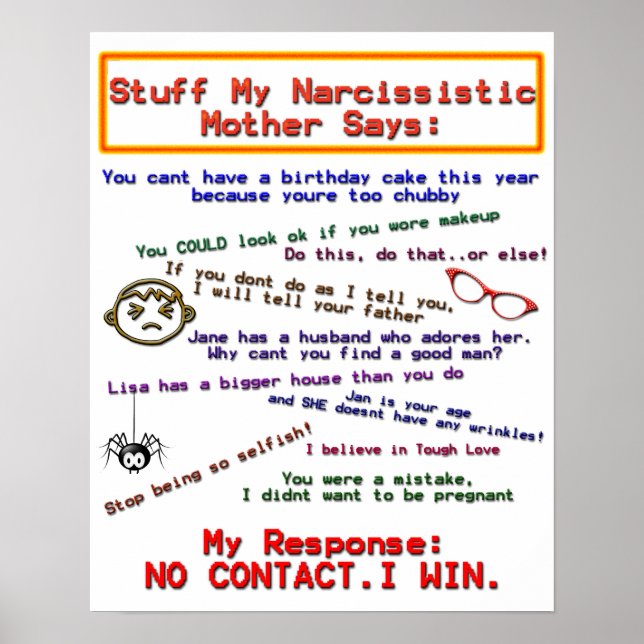 Things My Narcissistic Mom Says Poster (Front)
