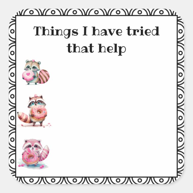 'Things that Help' Health Journal   Square Sticker (Front)