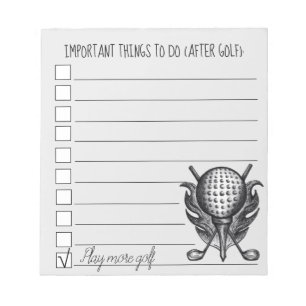 Things To Do After Golf Ball Tee Clubs Checklist Notepad