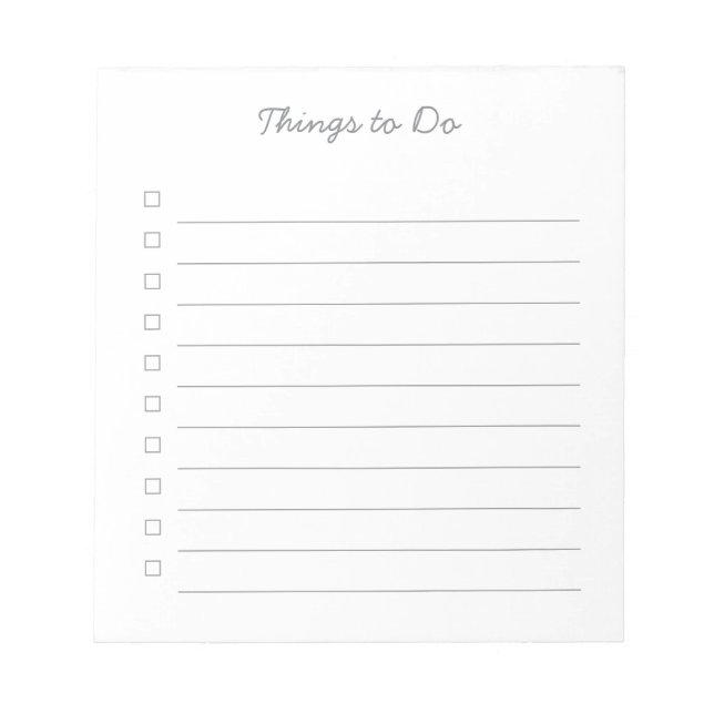 Things to Do Checklist - 40 Page Notepad (Front)