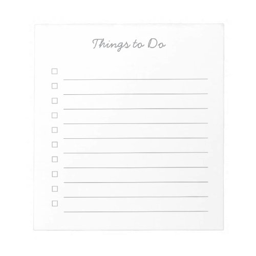 Things to Do Checklist Check Box List Tear Away Notepad