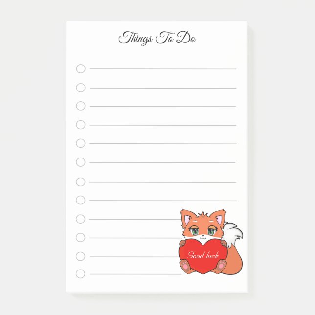 Things To Do & Cute Little Fox Notes (Front)