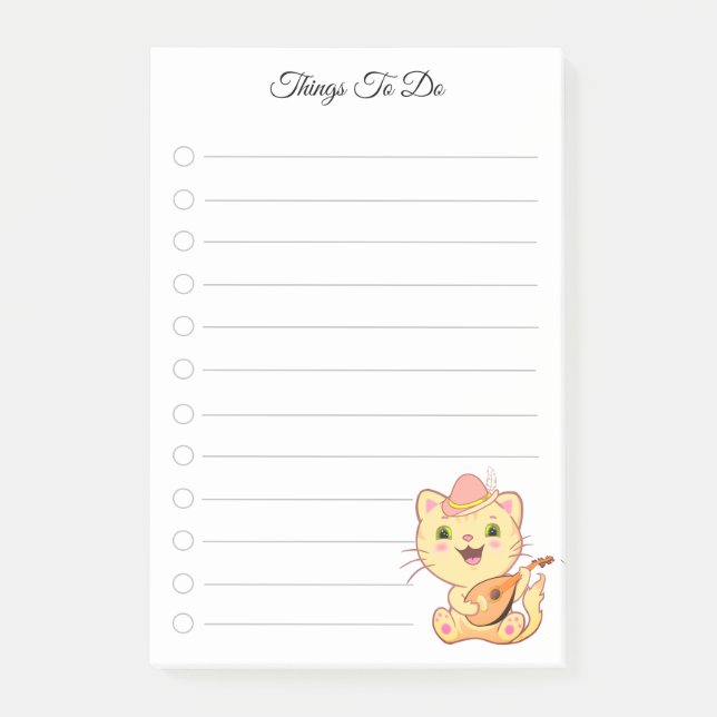 Things To Do & Cute Musical Cat  Notes (Front)