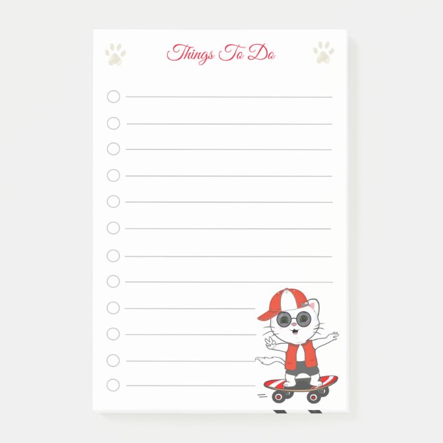Things To Do & Cute Skater Cat Notes (Front)