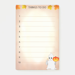 Things To Do & Ghost, Pumpkin & Candle on Scroll Post-it Notes