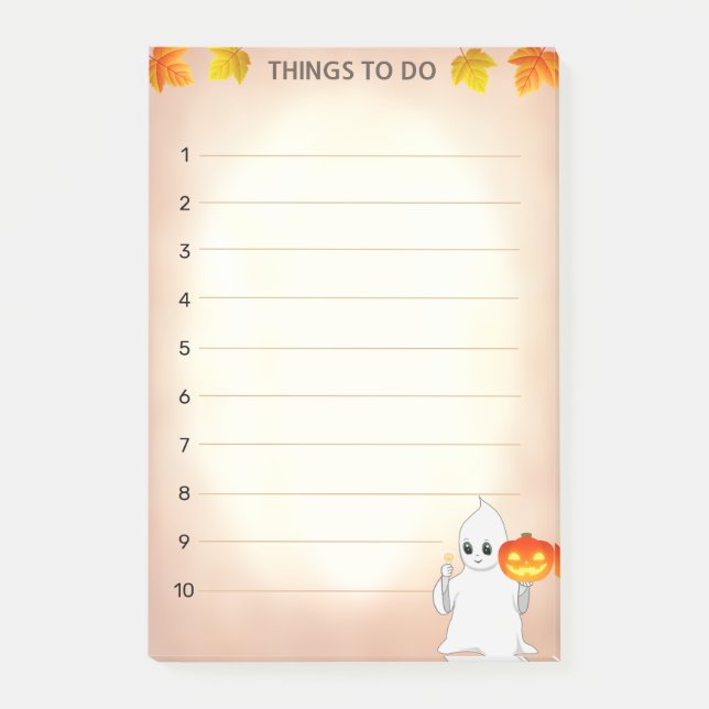 Things To Do & Ghost, Pumpkin & Candle on Scroll Post-it Notes (Front)