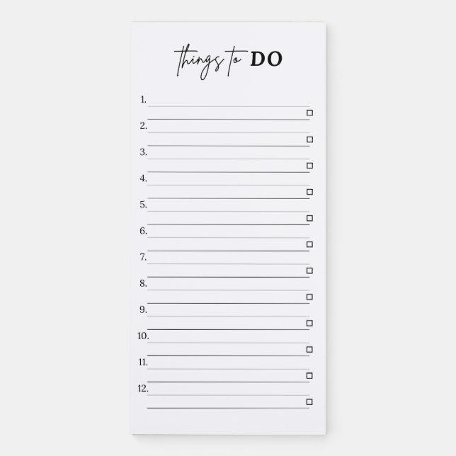 "Things To Do" List Notepad - Magnetic Checklist (Front)