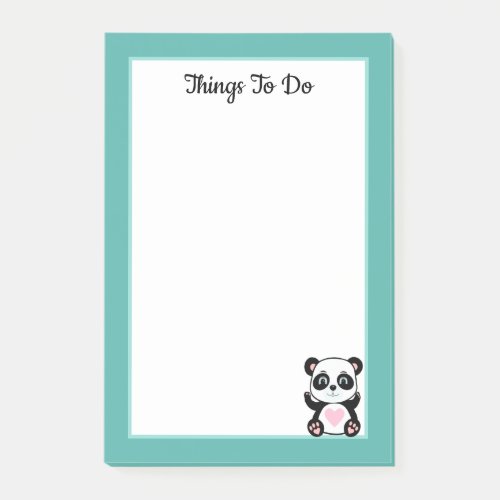 Things To Do Panda Bear on Teal and White Post_it Notes