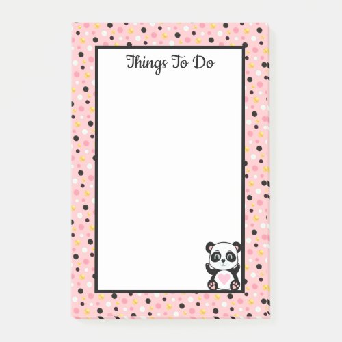 Things To Do Panda Bear  Polka Dots on Pink Post_it Notes