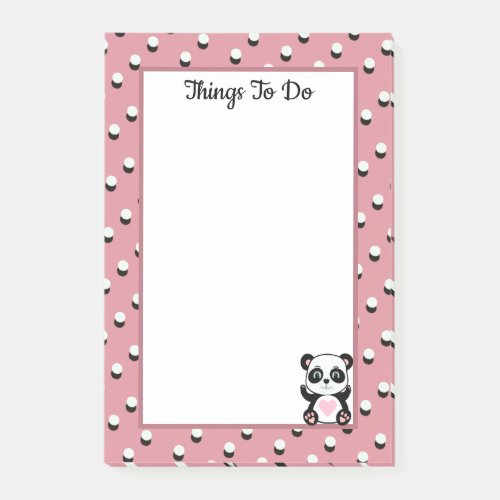 Things To Do Panda Bear  Polka Dots on Rose Gold Post_it Notes