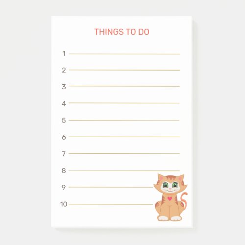 Things To Do  Tabby Ginger Kitty Cat Post_it Notes
