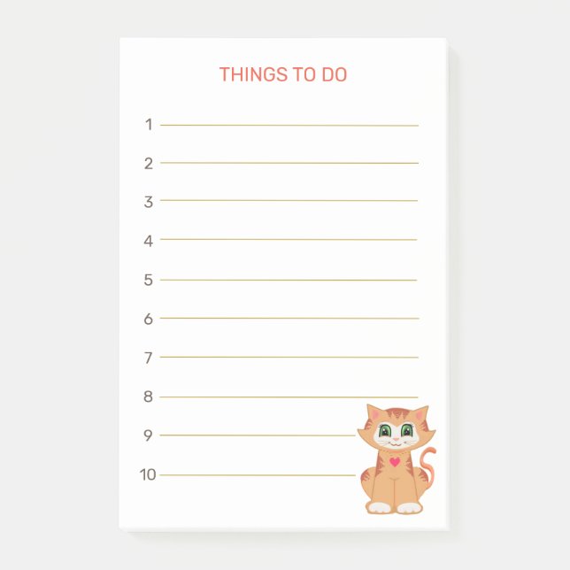 Things To Do & Tabby Ginger Kitty Cat Post-it Notes (Front)