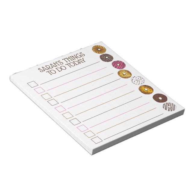Things To Do Today Donut Doughnut Pastries Notepad (Angled)