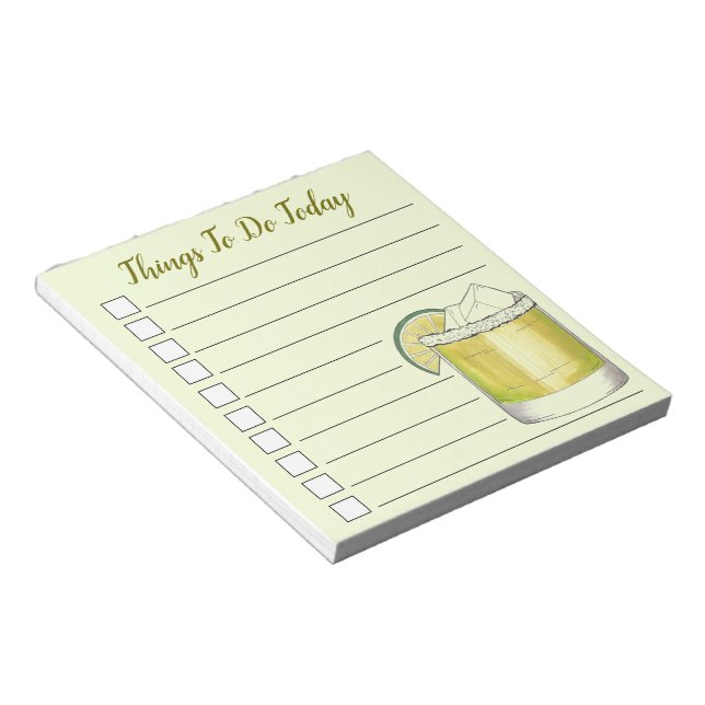 Things To Do Today List Margarita Cocktail Drink Notepad (Angled)