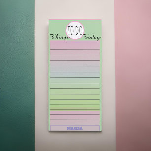 Things To Do Today Rainbow Green Pink Purple Magnetic Notepad