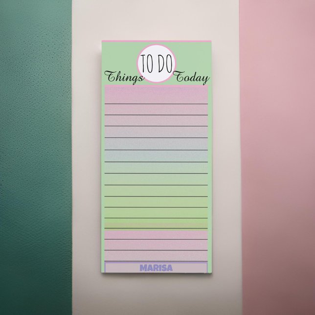 Things To Do Today Rainbow Green Pink Purple Magnetic Notepad (Creator Uploaded)