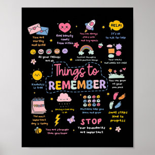 Things To Remember Mental Health Awareness Brain I Poster