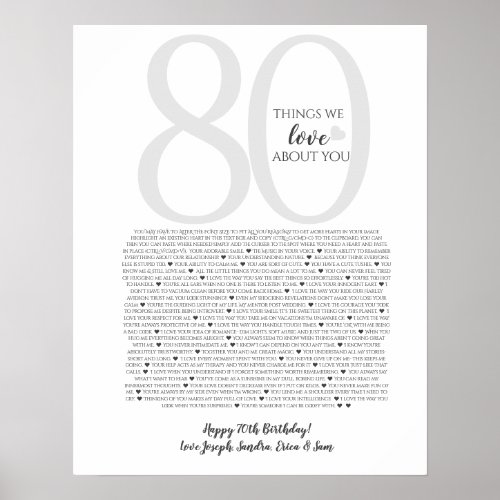  things we love about you 9080 70 60 50 poster
