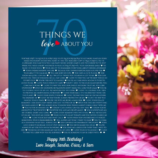 Things We Love About You Foam Board | 50th 60th 70 Card (Creator Uploaded)