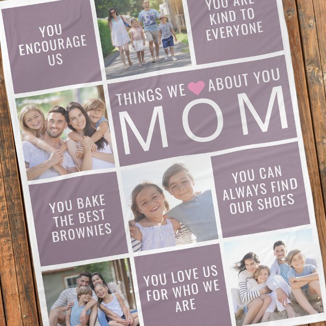 Things We Love About You Mom Photo Collage Fleece Blanket (Creator Uploaded)