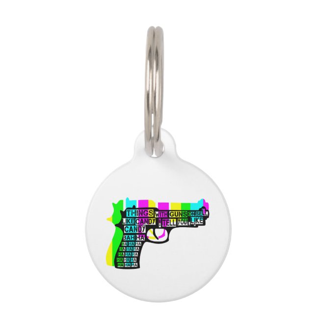Things With Guns On Pet Name Tag (Front)