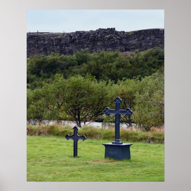 Thingvellir Church Cemetery, Iceland Poster (Front)