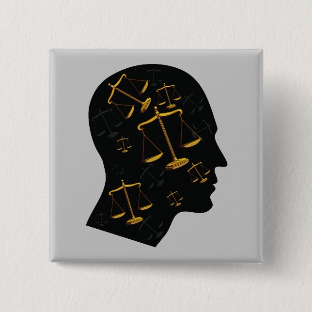 Think About Justice | Law Pinback Button (Front)