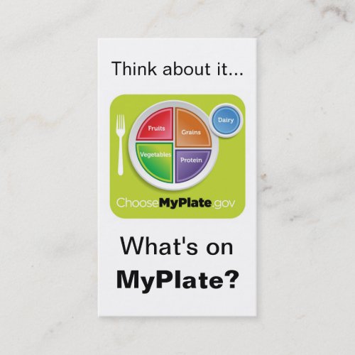 Think About MyPlate Bookmark - White Business Card Template