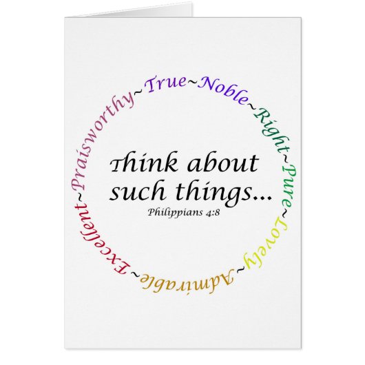Think about such things... Philippians 4:8 Cards (Front)