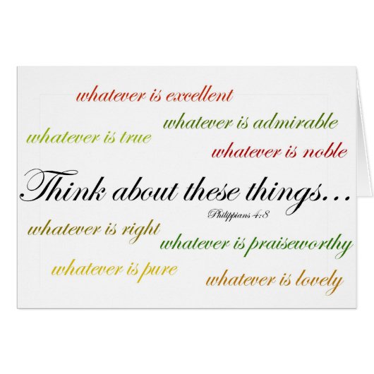 Think about such things... Philippians 4:8 Cards (Front Horizontal)