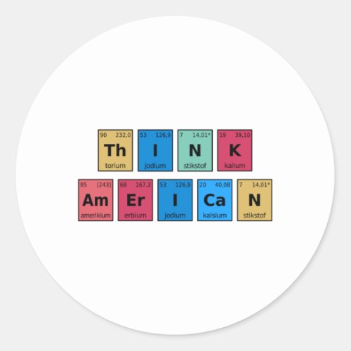 Think American Periodic Table Classic Round Sticker