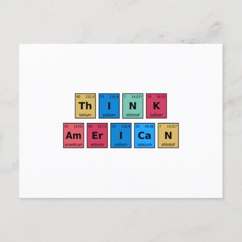 Think American Periodic Table Postcard