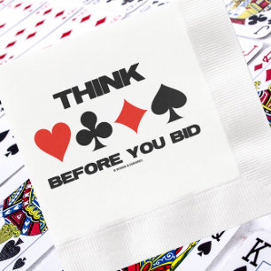 Think Before You Bid Bridge Advice Four Card Suits Paper Dinner Napkins