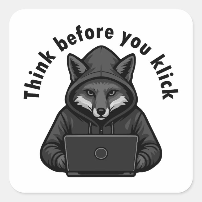 Think before you click - Cyber Security Square Sticker (Front)