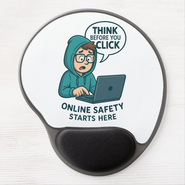 Think Before You Click - Online Safety Awareness Gel Mouse Pad (Front)
