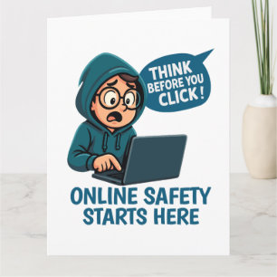 Think Before You Click - Online Safety Awareness Letterpress Thank You Card