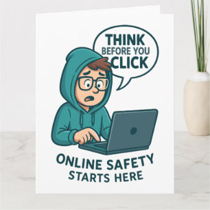 Think Before You Click - Online Safety Awareness Letterpress Thank You Card