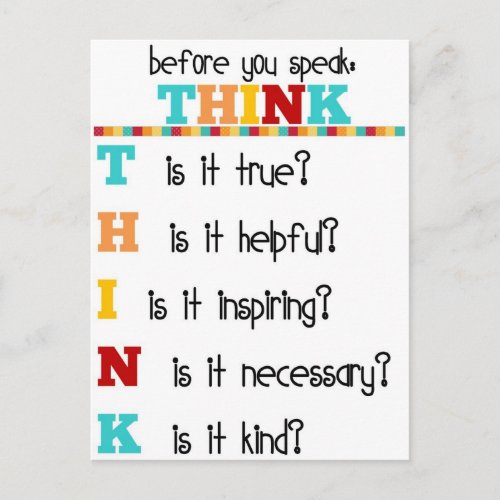 Think Before you Speak Postcard