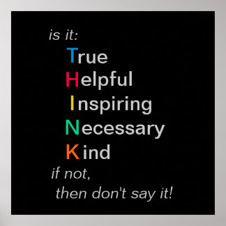 THINK - before you speak - poster