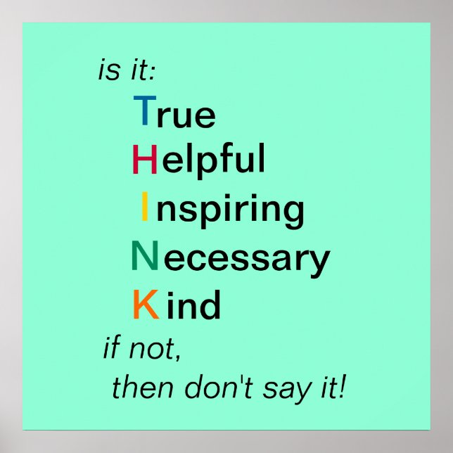 THINK - before you speak - poster (Front)