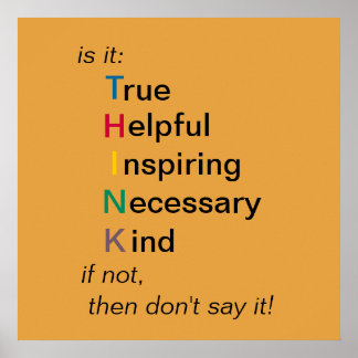 THINK - before you speak - poster