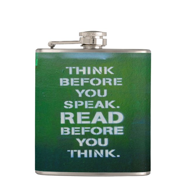 Think Before You Speak Wise Words Flask (Front)