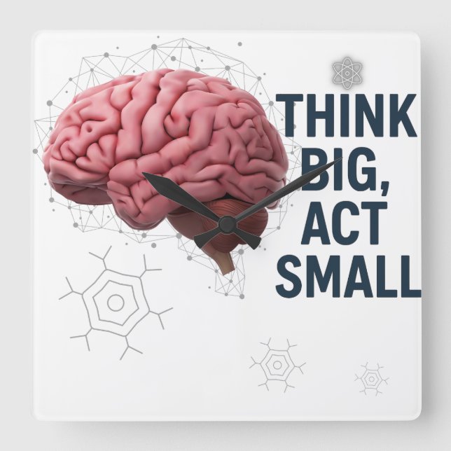 Think Big, Act Small  Square Wall Clock (Front)