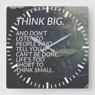 THINK BIG - Inspirational Words Square Wall Clock