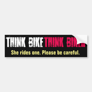 Think Bike She Rides Bumper Sticker