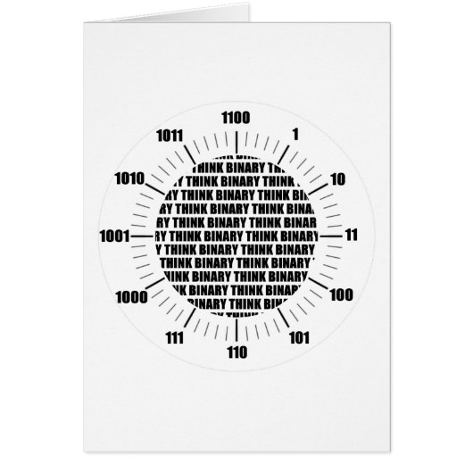 Think Binary Clock (Geek Humor) Cards (Front)