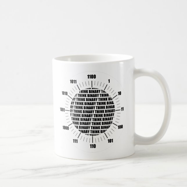 Think Binary Clock (Geek Humor) Coffee Mug (Right)